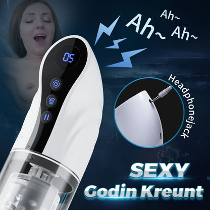 【Nieuw】9 Zuig-schuif-draai LCD masturbator cup met spraakfunctie