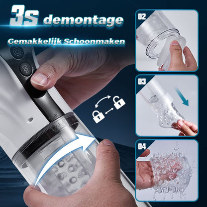 【Nieuw】9 Zuig-schuif-draai LCD masturbator cup met spraakfunctie