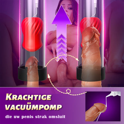 Verzending op 1 januari Krachtige zuigende penispomp, zuigen met 5 frequenties, vibratie met 7 frequenties, met 2 condooms