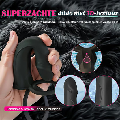 Anale koppels Strap On Anale Dildo met vibrerende cockring