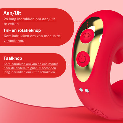 【Voorverkoop tot 15 januari】Rozenliefde – 7-Frequentie Vibratie, Schommeling en Tongenlik Vibrator voor Vrouwen